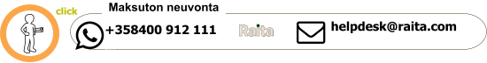 +358400 912 111 *ma helpdesk@raita.com   Maksuton neuvonta     click